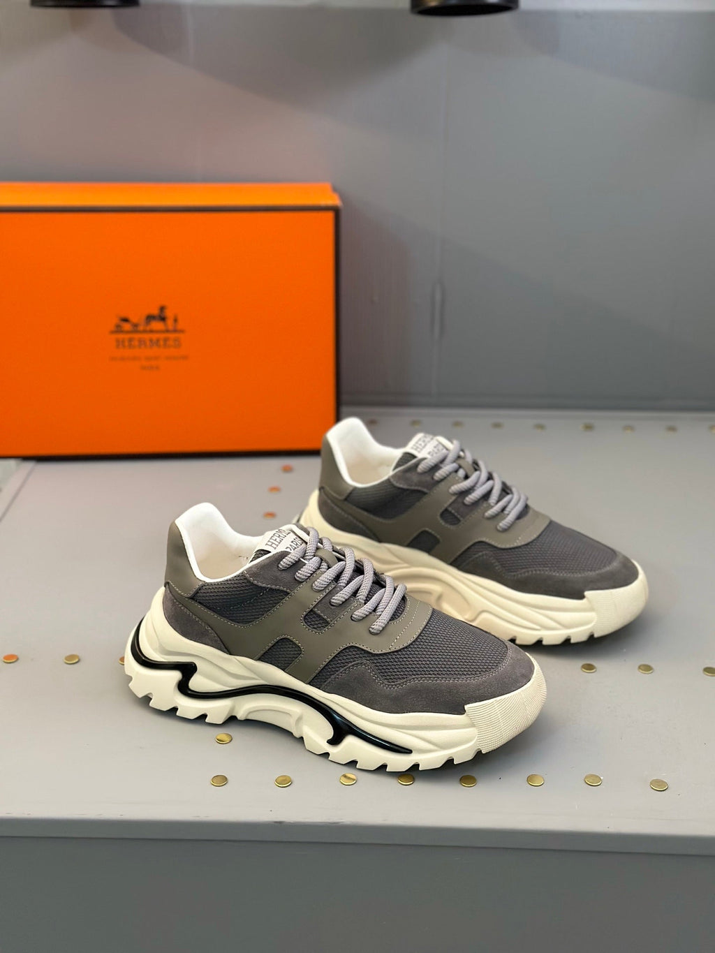 HM Men's Sneaker Grey Mesh Calfskin 541265