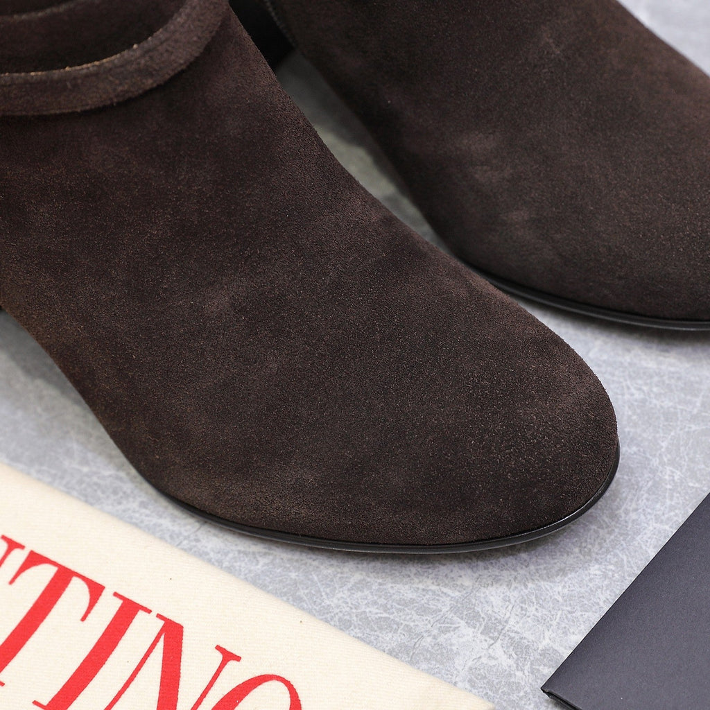 Valentino 2025 Heeled Boot Dark Brown Suede 547599