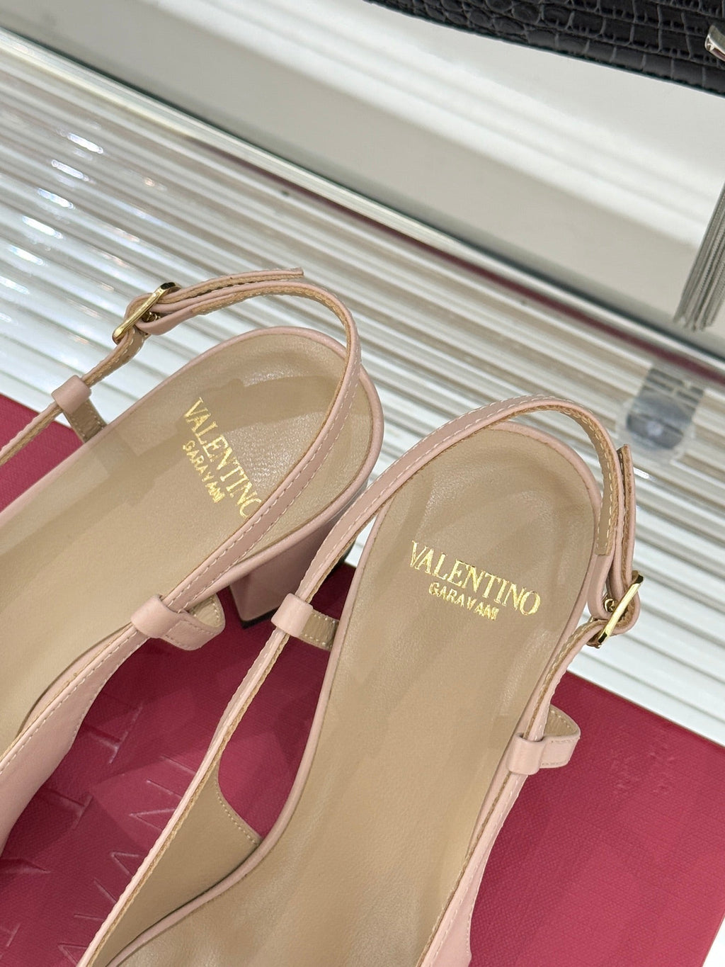 Valet Du Roi Kidskin Slingback 6cm Brown Pink Sheepskin 702242