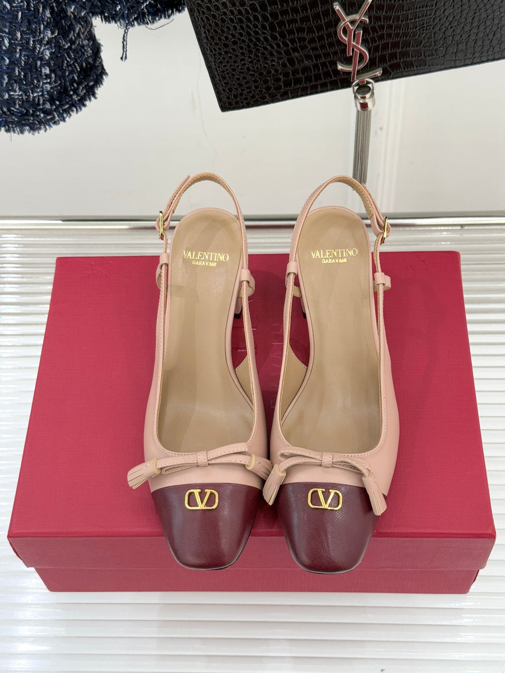 Valet Du Roi Kidskin Slingback 6cm Brown Pink Sheepskin 702242