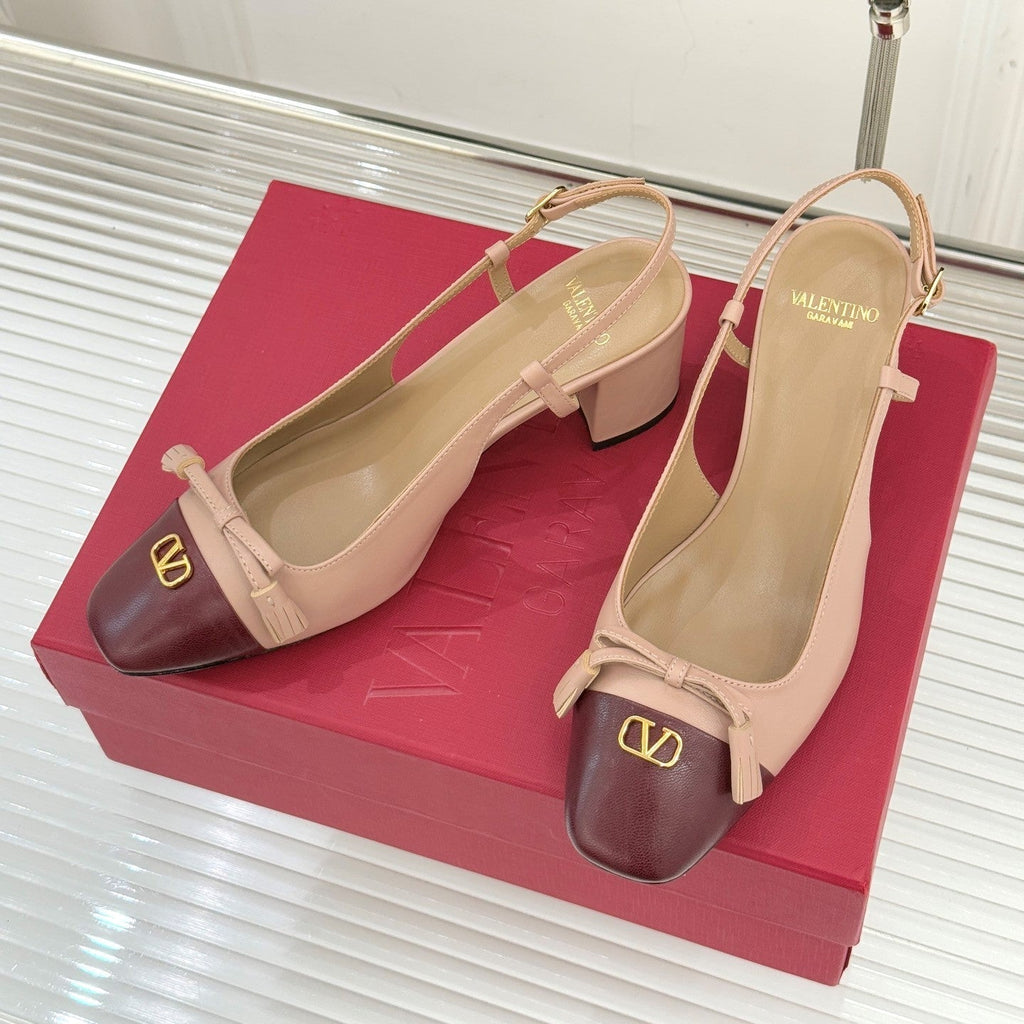 Valet Du Roi Kidskin Slingback 6cm Brown Pink Sheepskin 702242