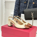 Valet Du Roi Kidskin Slingback 6cm Brown Cream Sheepskin 702243