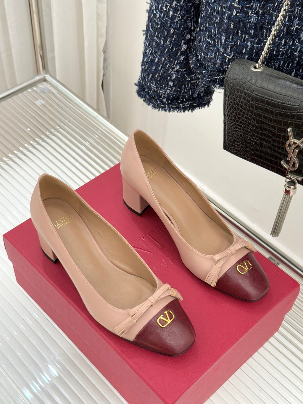 Valet Du Roi Kidskin Pump 6cm Brown Pink Sheepskin 702248