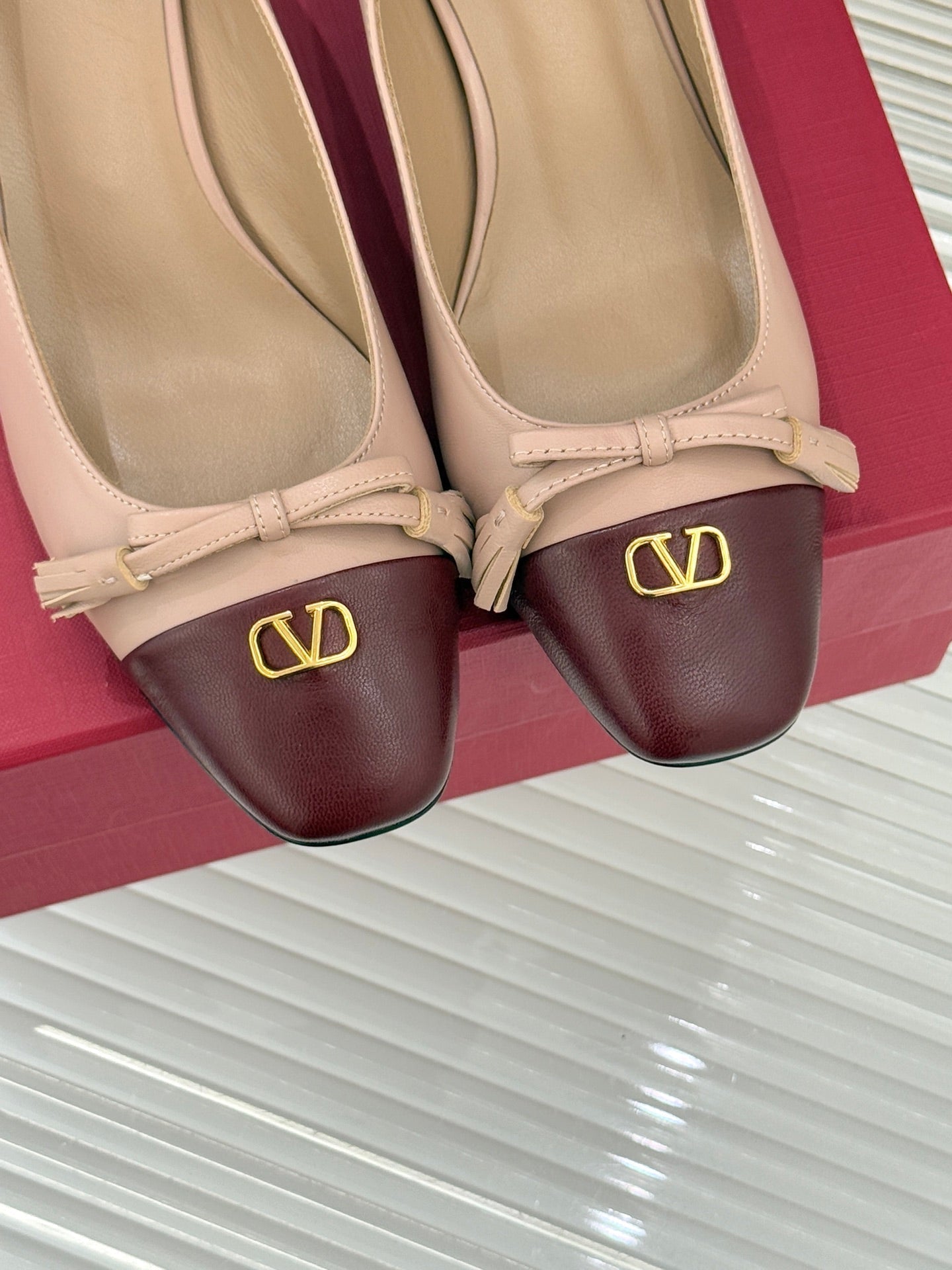 Valet Du Roi Kidskin Pump 6cm Brown Pink Sheepskin 702248