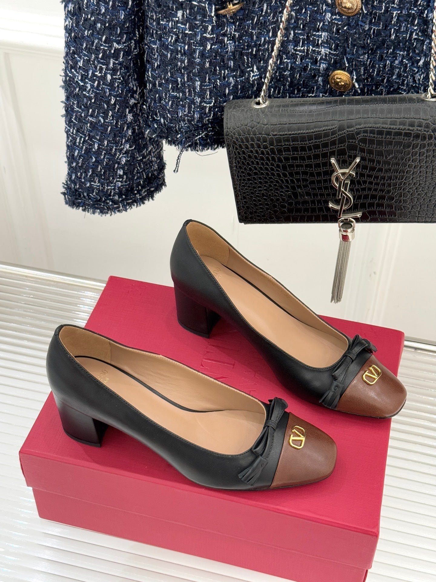 Valet Du Roi Kidskin Pump 6cm Brown Black Sheepskin 702249