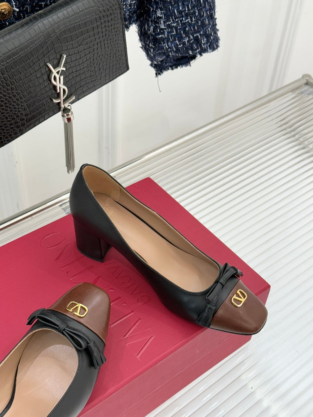 Valet Du Roi Kidskin Pump 6cm Brown Black Sheepskin 702249