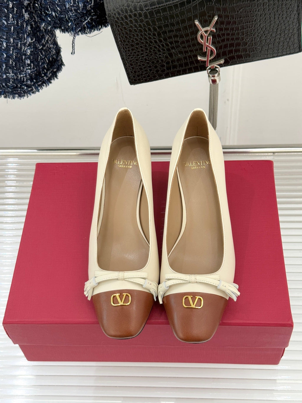 Valet Du Roi Kidskin Pump 6cm Brown Cream Sheepskin 702250