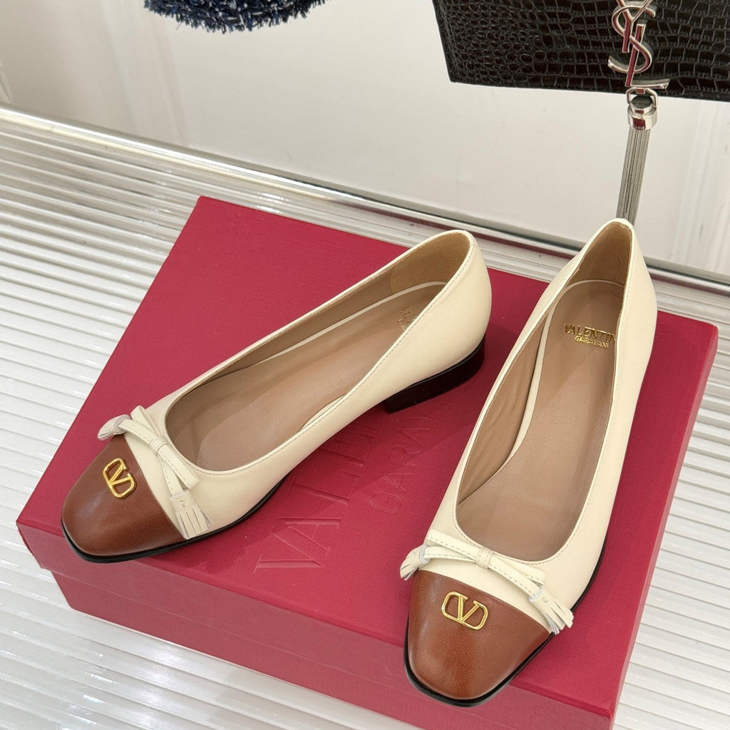 Valet Du Roi Kidskin Ballerina 2.5cm Brown Cream Sheepskin 702252