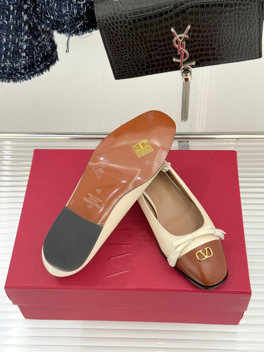 Valet Du Roi Kidskin Ballerina 2.5cm Brown Cream Sheepskin 702252