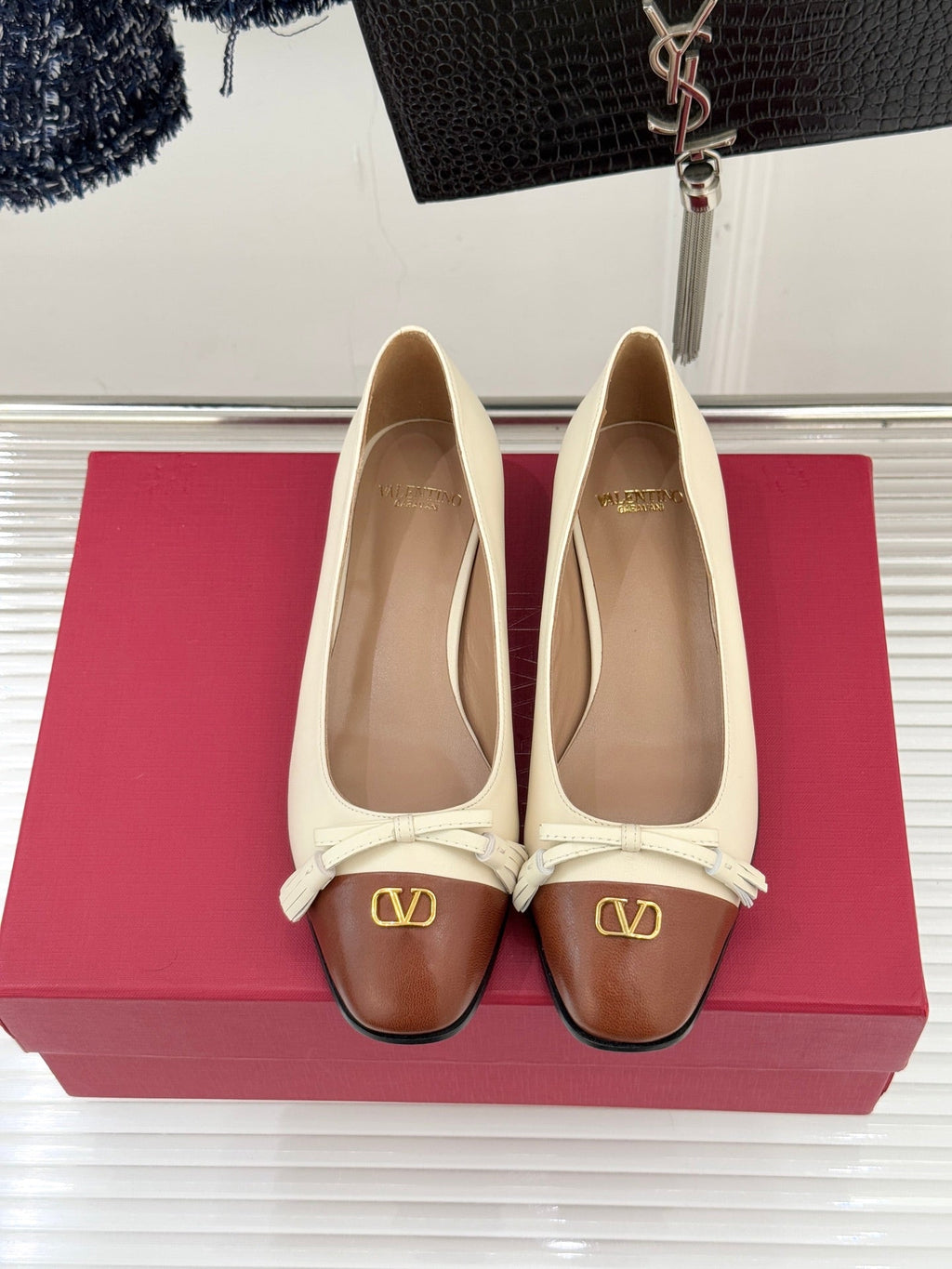 Valet Du Roi Kidskin Ballerina 2.5cm Brown Cream Sheepskin 702252