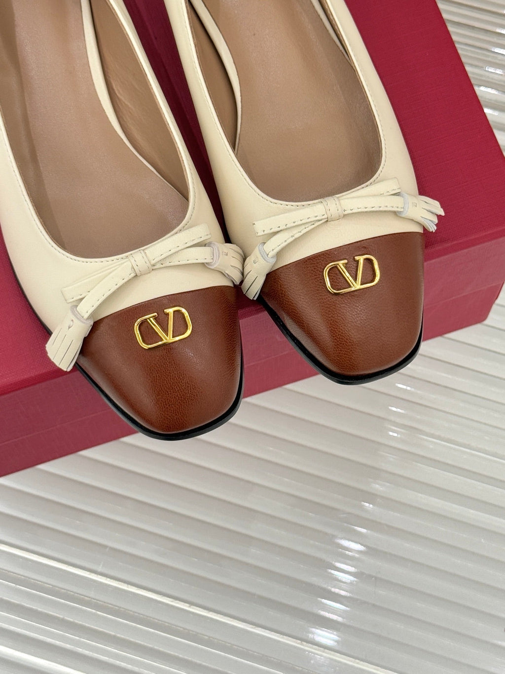 Valet Du Roi Kidskin Ballerina 2.5cm Brown Cream Sheepskin 702252