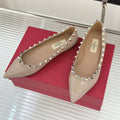 Valentino Rockstud Ballet Flat Beige Patent Leather 642997