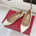 Valentino Rockstud Ballet Flat White Sheepskin 642998