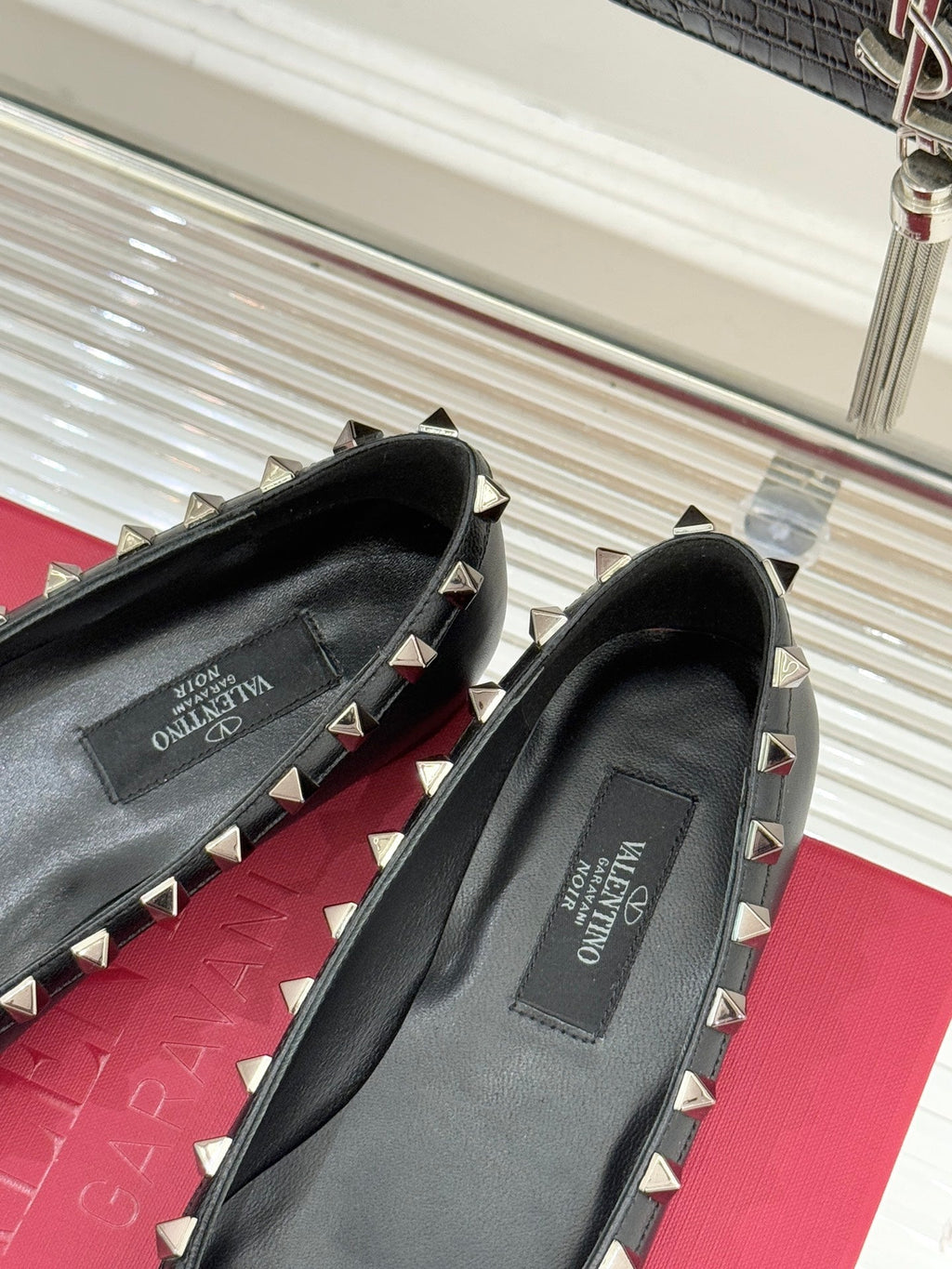 Valentino Rockstud Ballet Flat Black Sheepskin 643000