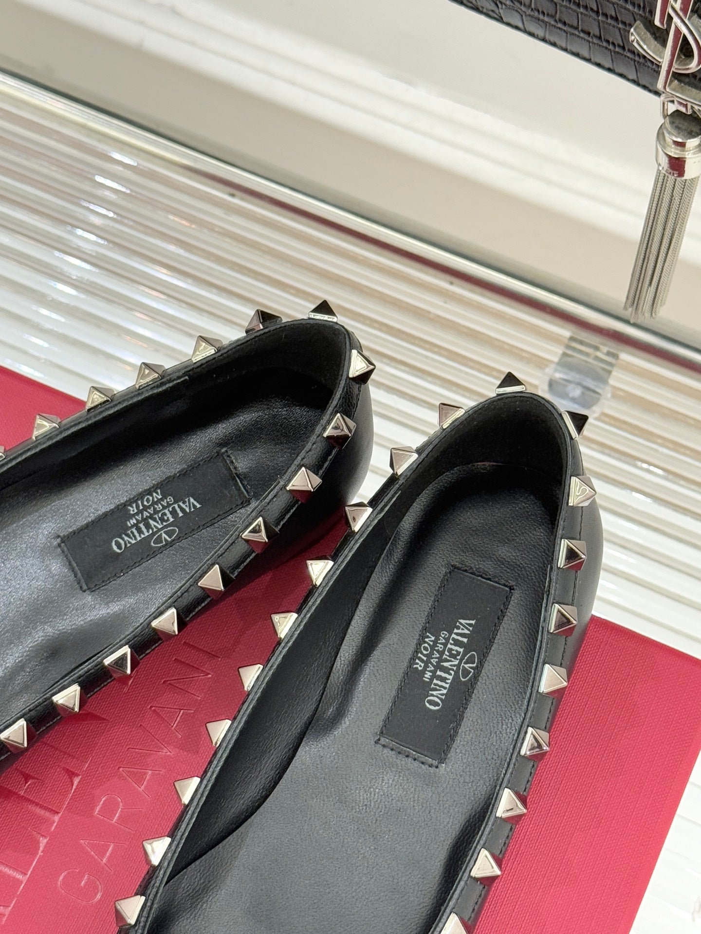 Valentino Rockstud Ballet Flat Black Sheepskin 643000