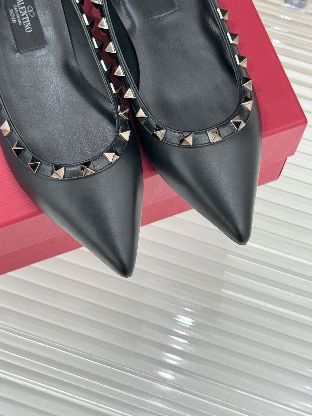 Valentino Rockstud Ballet Flat Black Sheepskin 643000