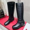 Valentino 2025 Biker High Boot Black Calfskin 554165
