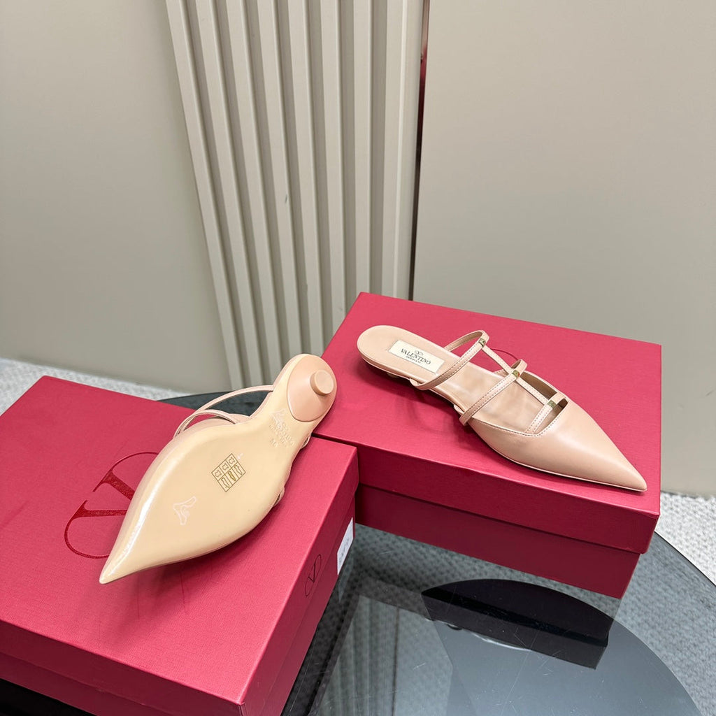 VL Rockstud Wispy Nude Tan Calfskin Mule 20mm