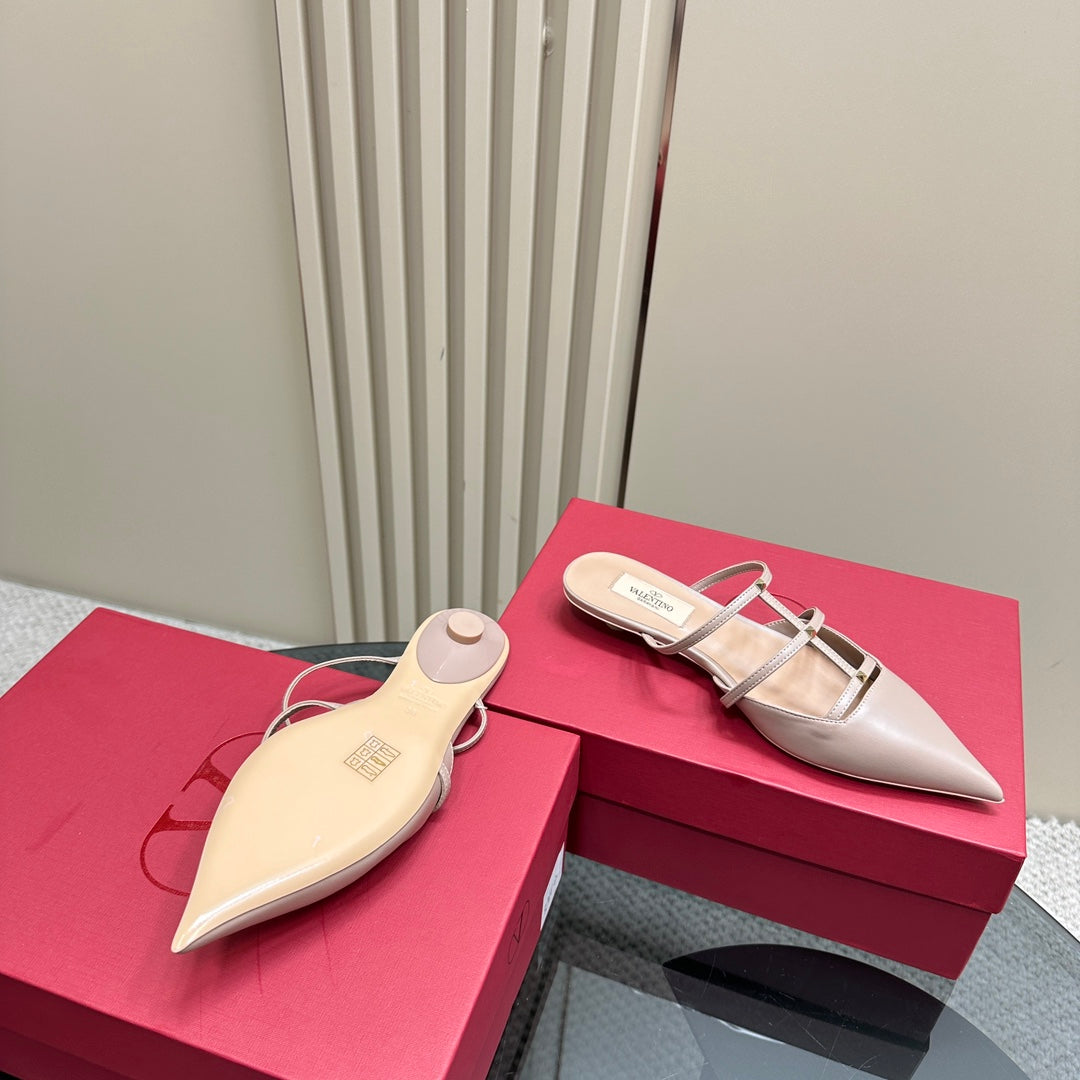 VL Rockstud Soft Pink Calfskin Mule 20mm