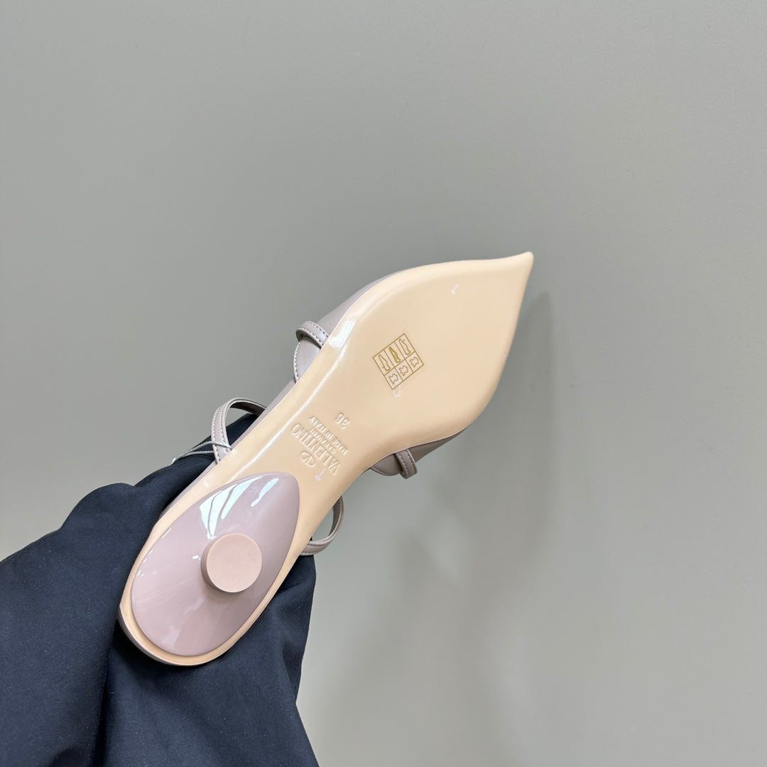 VL Rockstud Soft Pink Calfskin Mule 20mm