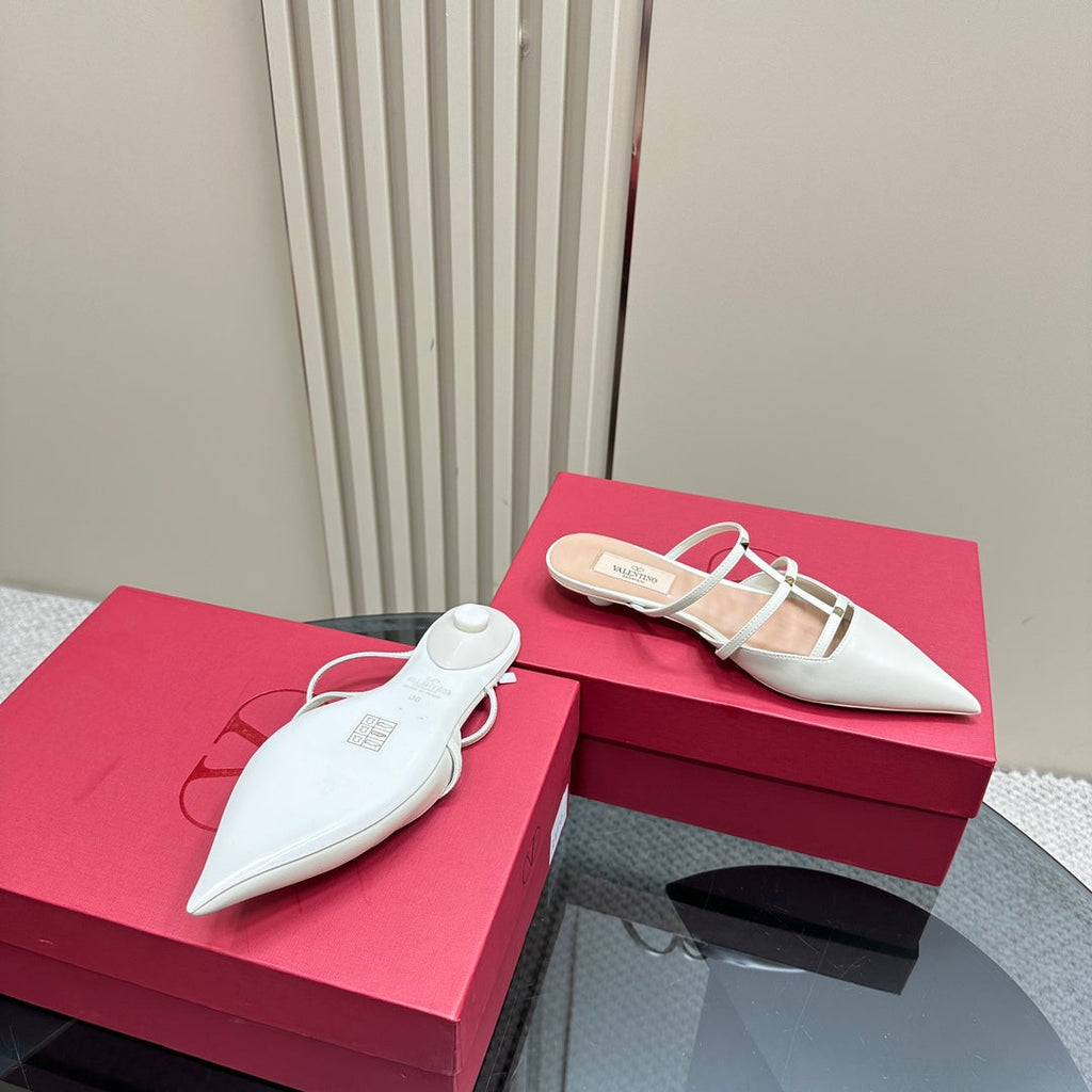 Valentino Rockstud Wispy White Calfskin Mule 20mm