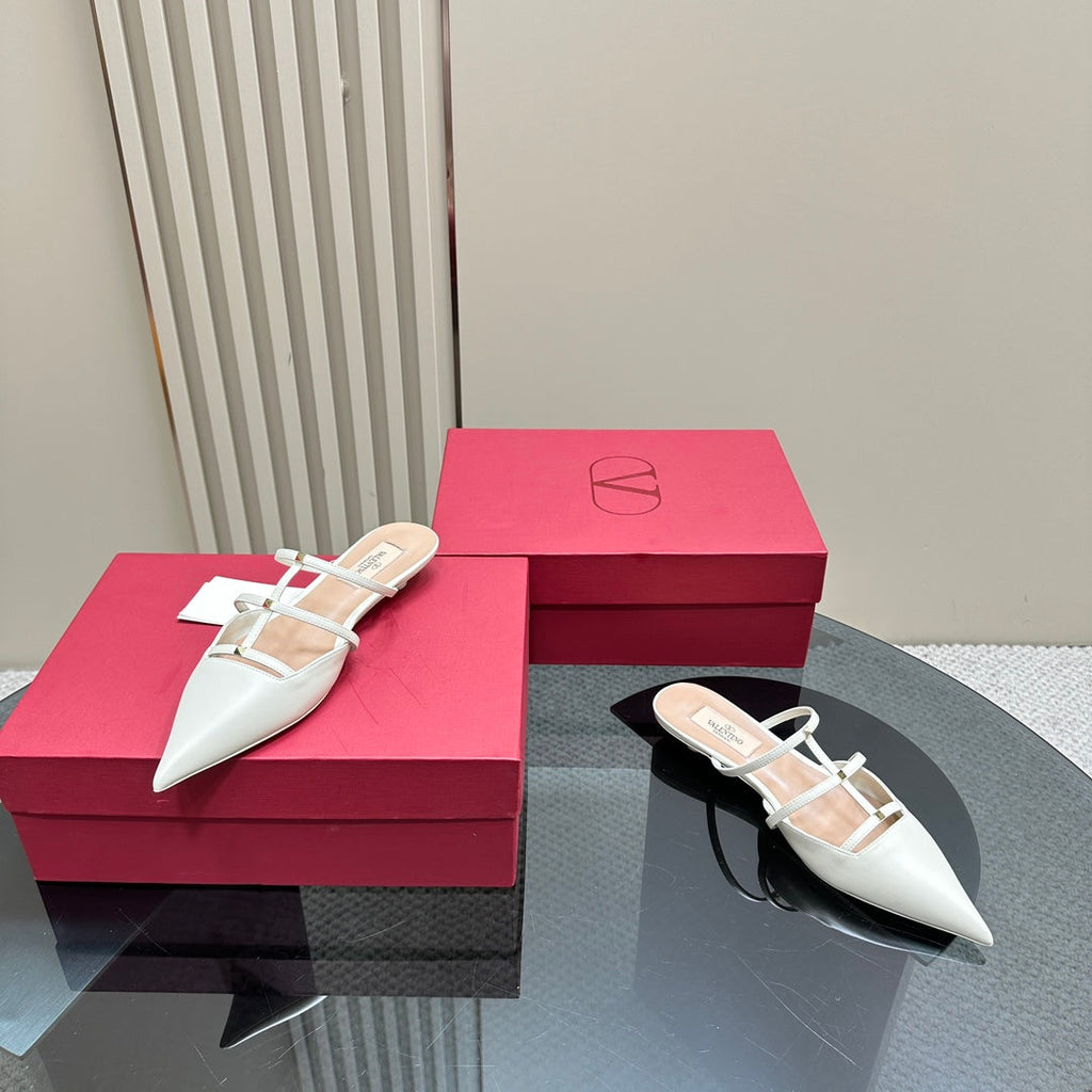 Valentino Rockstud Wispy White Calfskin Mule 20mm