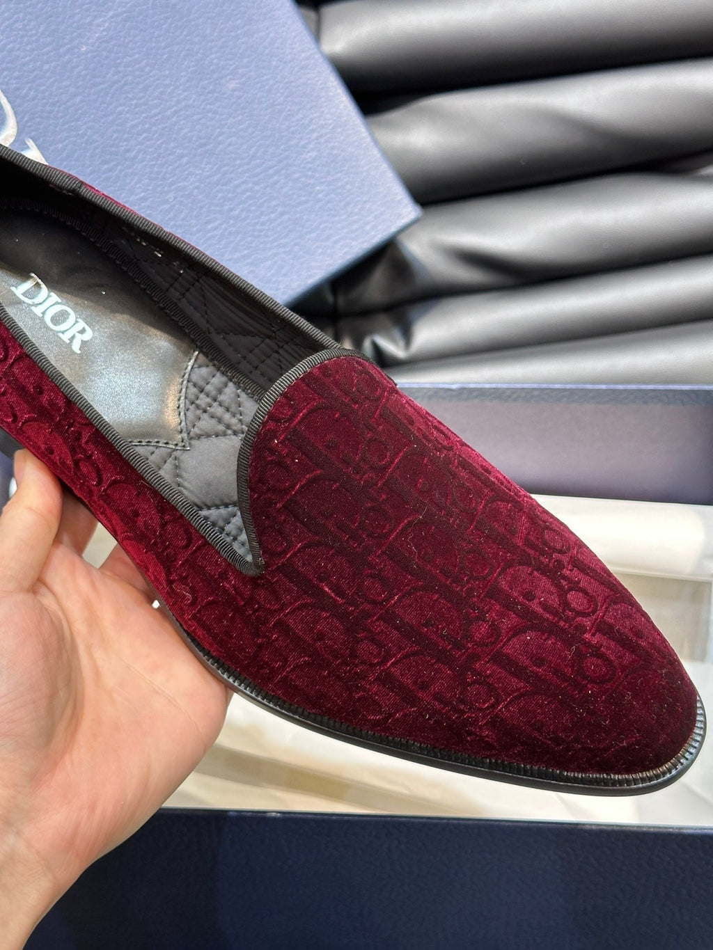 CD TIMELESS OBLIQUE LOAFER RED PINK VELVET