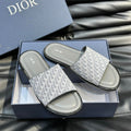 CD SLIDE ALIDAS SLIPPER SAGE JACQUARD AND CALFSKIN