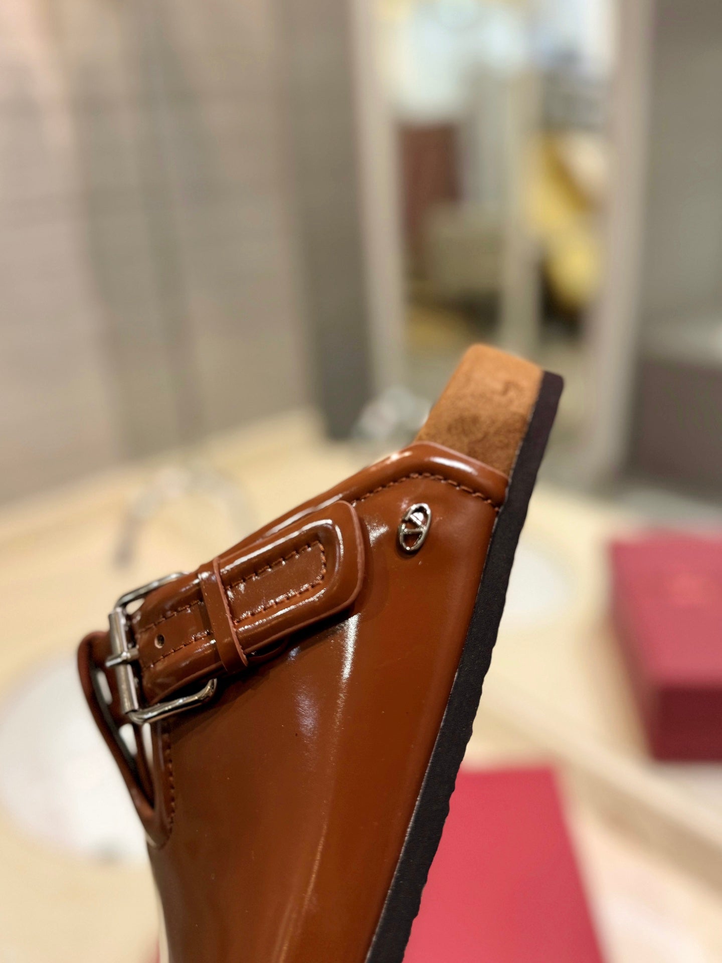 VL Fussfriend Bronze Brown Patent Calfskin Leather Sabot