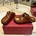 VL Fussfriend Bronze Brown Patent Calfskin Leather Sabot