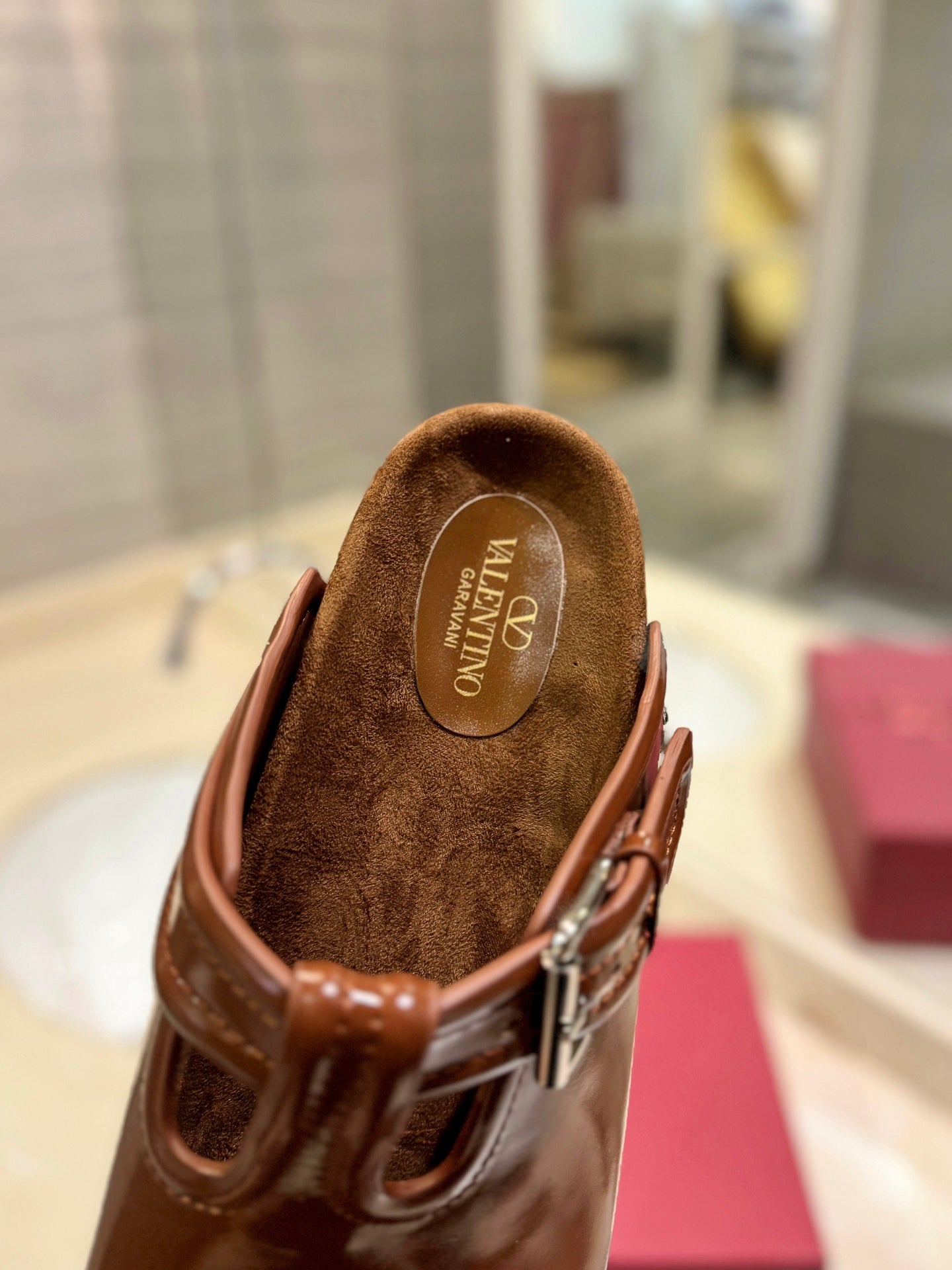 VL Fussfriend Bronze Brown Patent Calfskin Leather Sabot