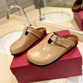 VL Fussfriend Camel Brown Patent Calfskin Leather Sabot
