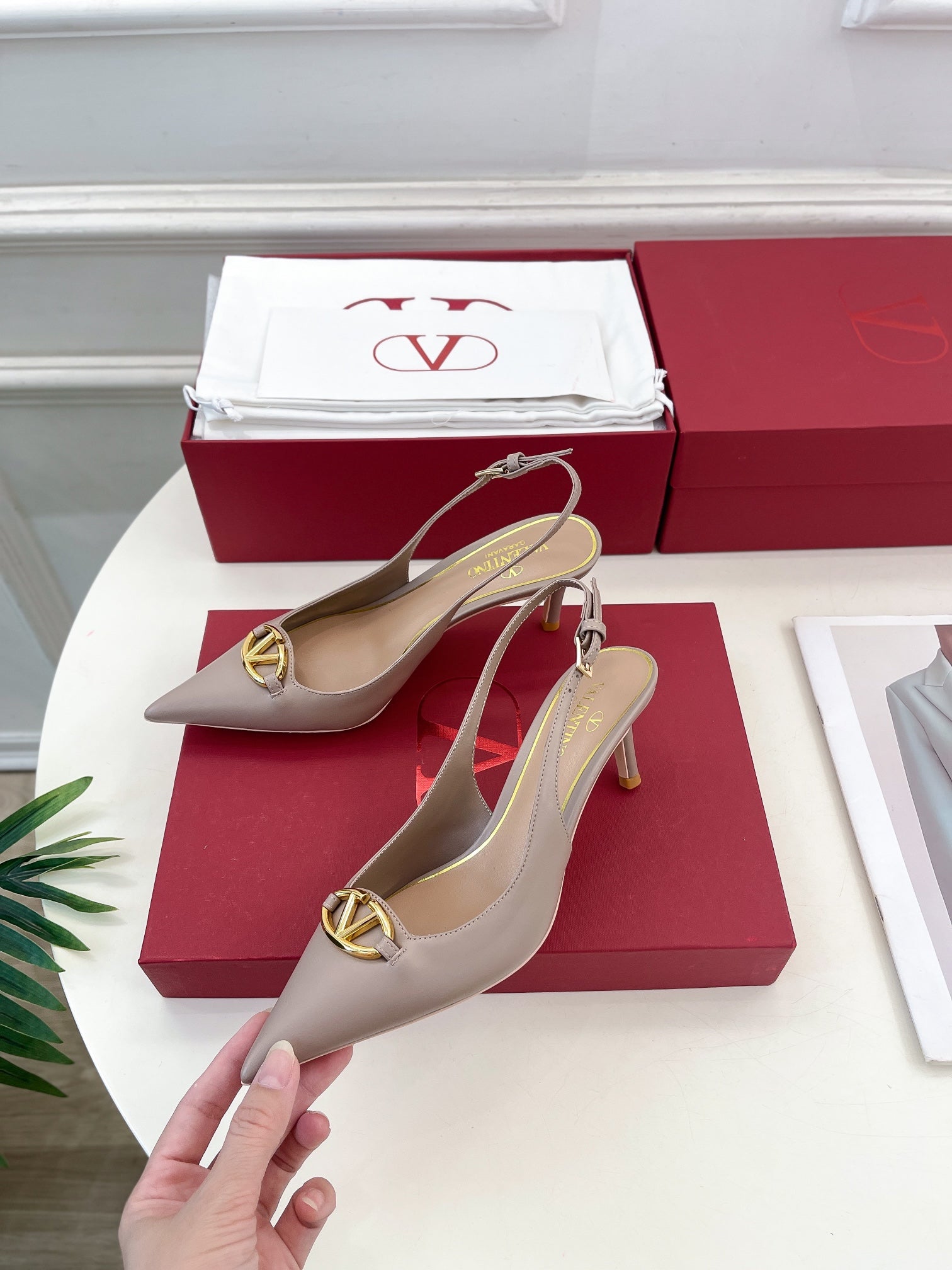The Bold Edition Vlogo Slingback 60 Rose Cannelle Calfskin