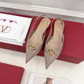 The Bold Edition Vlogo Slingback Flat 20 Rose Cannelle Calfskin