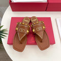 Plaster Caster Buffalo Thong Sandal Tan Calfskin And Cowhide 307477