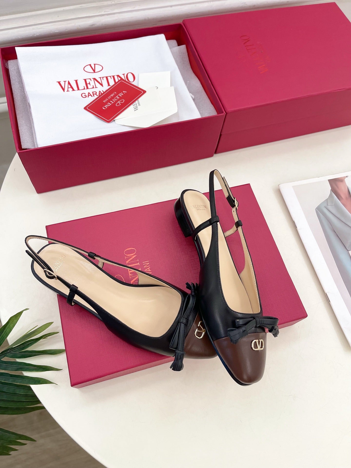 Valet Du Roi Slingback Pumps 20mm Black Brown Goatskin 307481