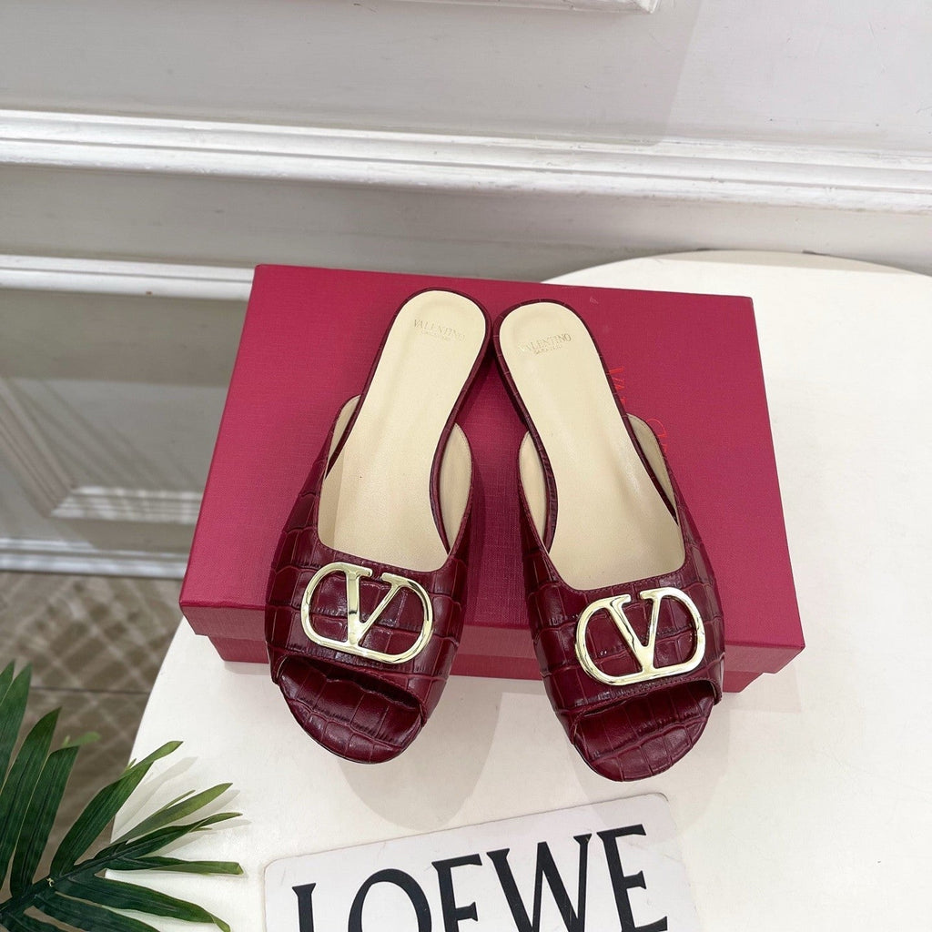 Vlogo Slides Burgundy Croc-Embossed Leather 746270