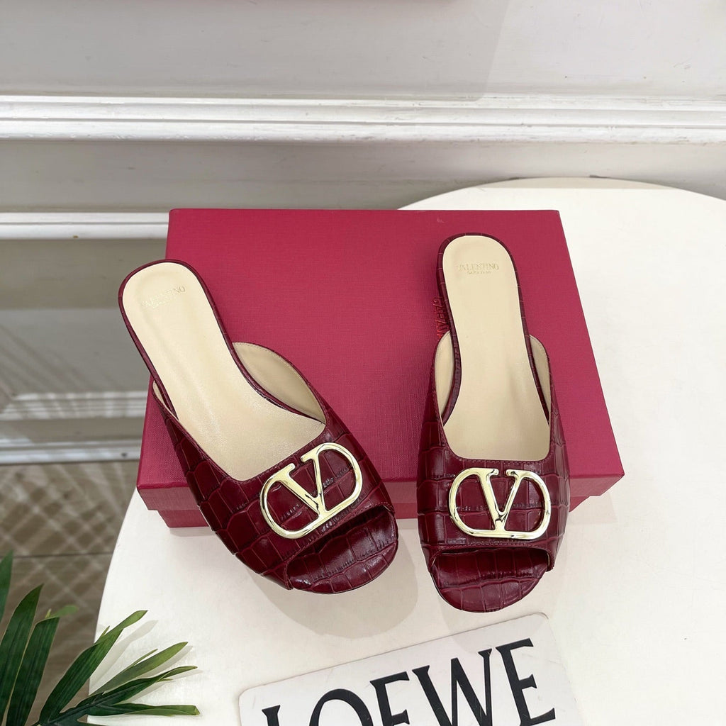Vlogo Slides Burgundy Croc-Embossed Leather 746270
