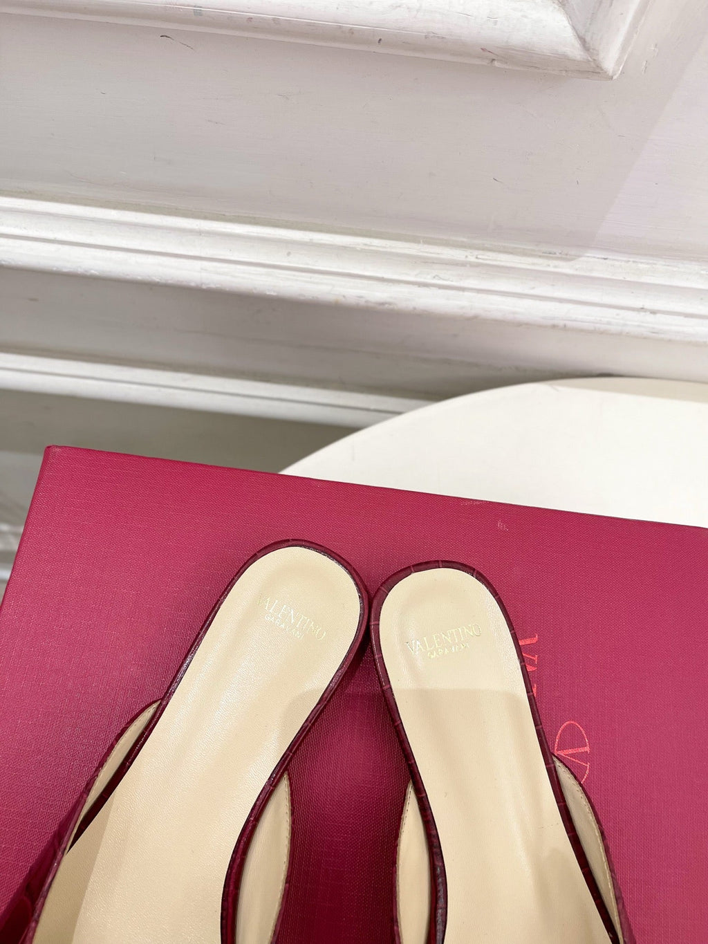 Vlogo Slides Burgundy Croc-Embossed Leather 746270