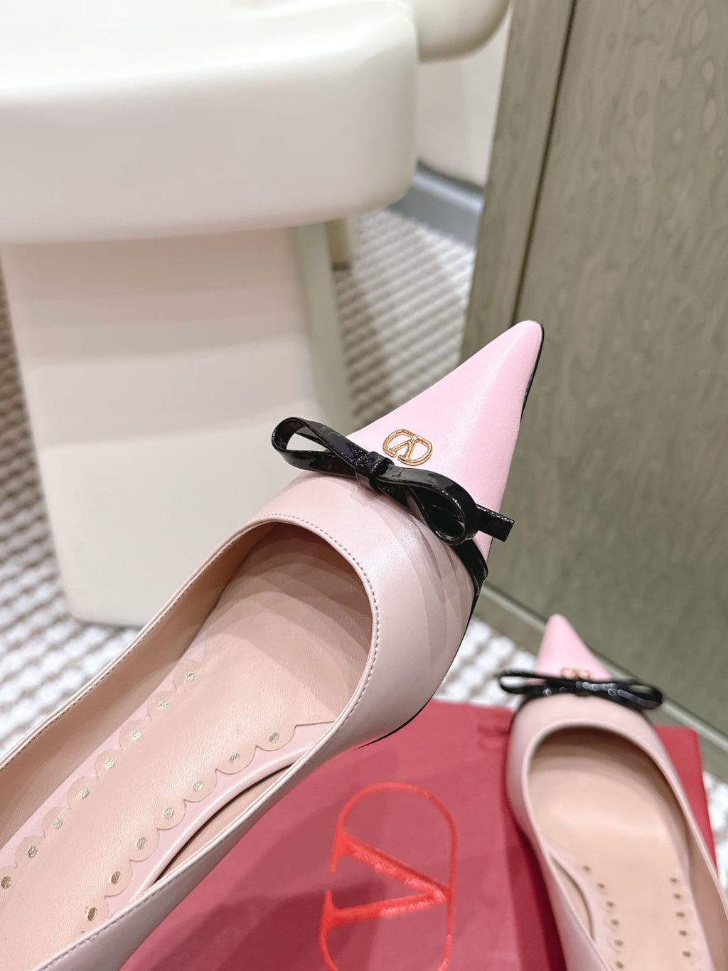VT 26s Pump 45 Beige Pink Genuine Leather 612250