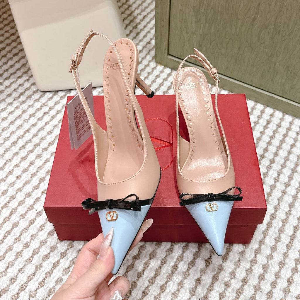 VT 26s Slingback 70 Beige Blue Calfskin 612245