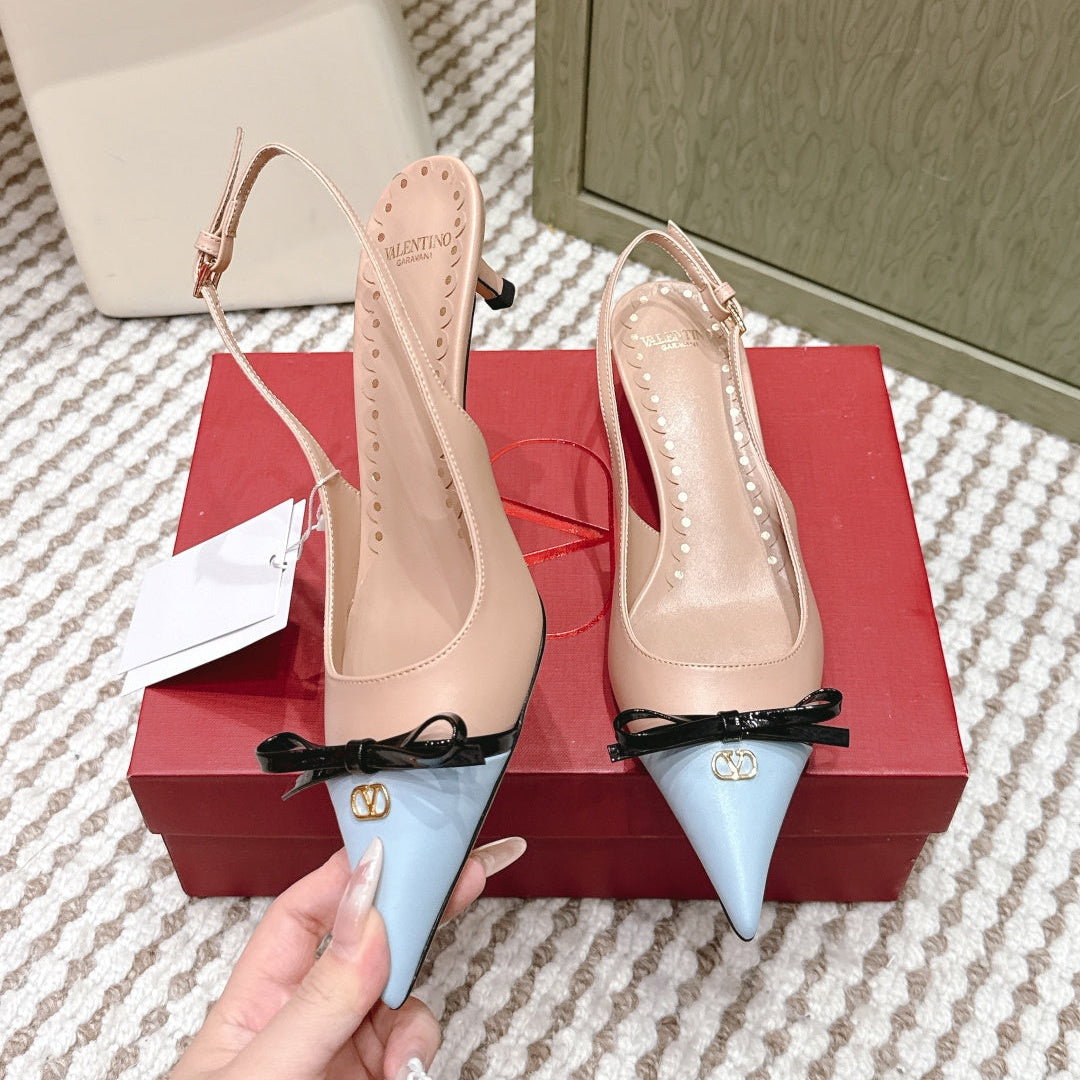 VT 26s Slingback 45 Beige Blue Calfskin 612242