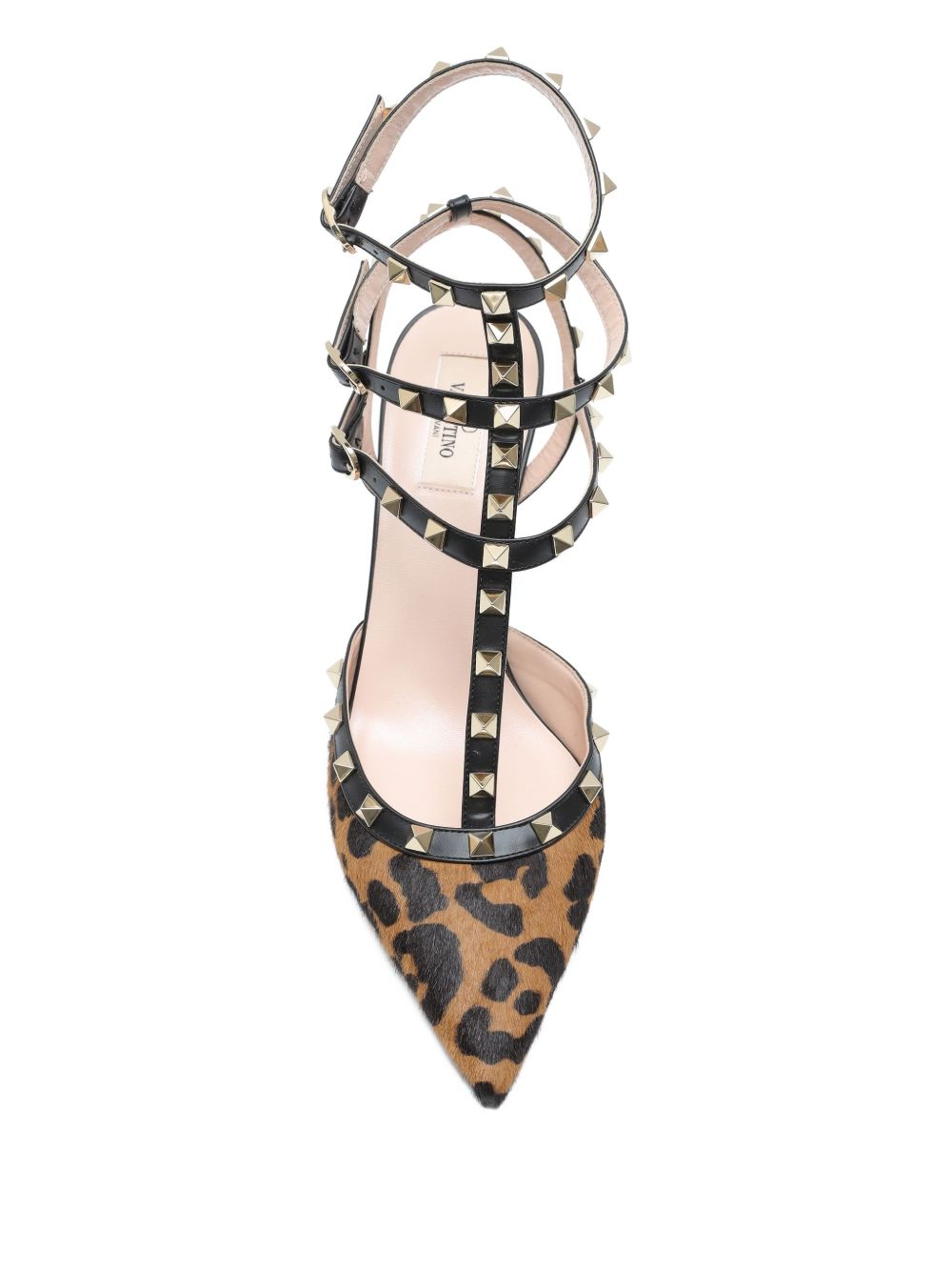 VT Rockstud Heeled Sandals 65 Leopard-Print Calf Hair