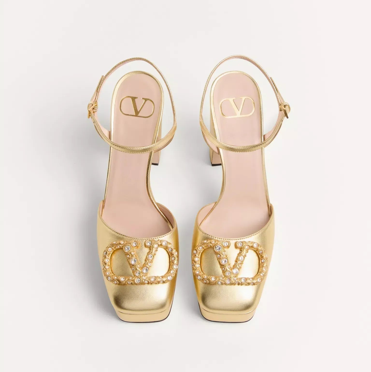 VLOGO SIGNATURE PLATFORM PUMP 115MM GOLD LAMINATED NAPPA